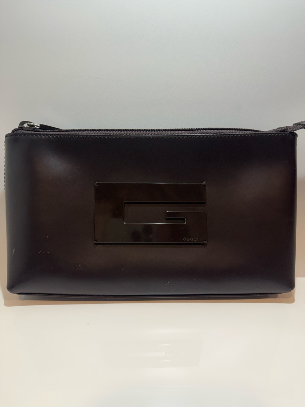 Gucci Black Leather Zip Pouch